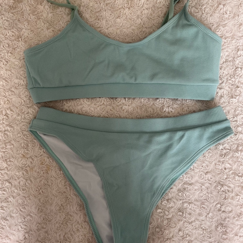High waisted Mint green bikini set